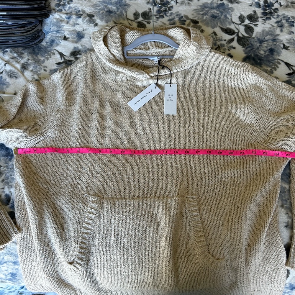 Unsubscribed Tan Oversized Knit Hoodie Sweater | Cozy Neutral | Women’s Medium - Picture 8 of 12